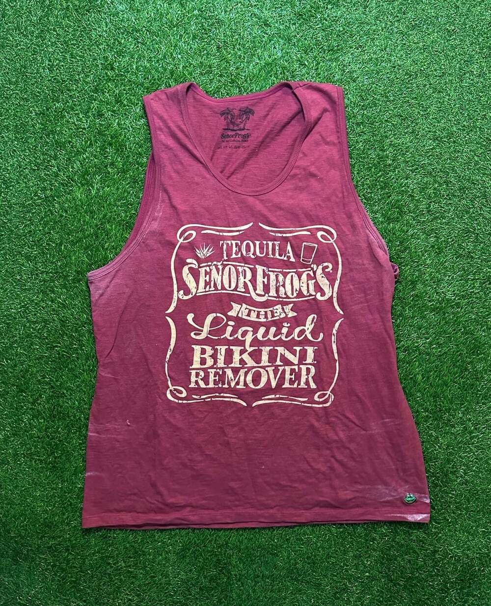 Senor Frog's Tequila Liquid Bikini Remover Tank Top Size G/L Burgundy